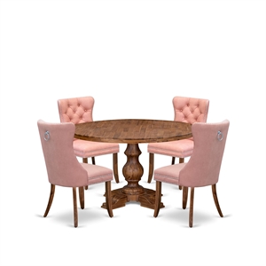 East West Furniture Irving 5-Piece Dining Room Set in Walnut Finish