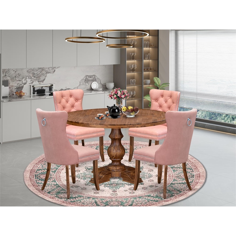 East West Furniture Irving 5-Piece Dining Room Set in Walnut Finish