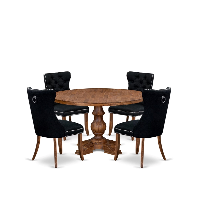 East West Furniture Irving 5-Piece Dining Table Set in Walnut Finish