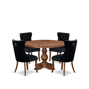 East West Furniture Irving 5-Piece Dining Table Set in Walnut Finish