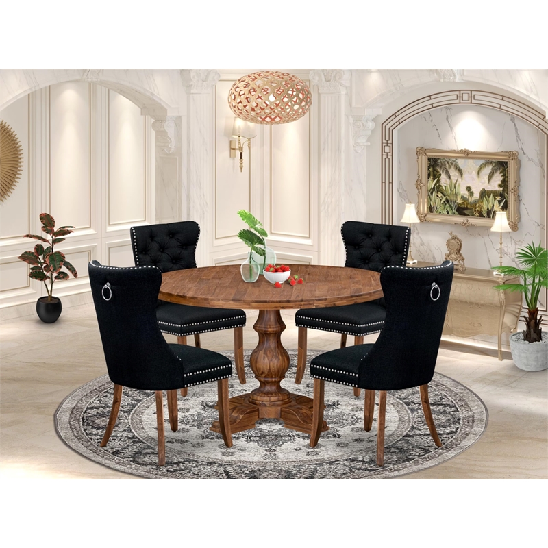 East West Furniture Irving 5-Piece Dining Table Set in Walnut Finish