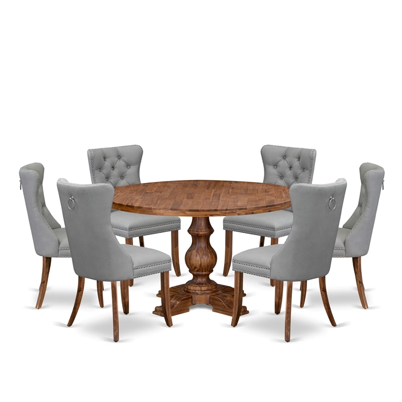 East West Furniture Irving 7-Piece Dining Table Set in Walnut Finish