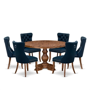 East West Furniture Irving 7-Piece Kitchen Table Set in Walnut Finish