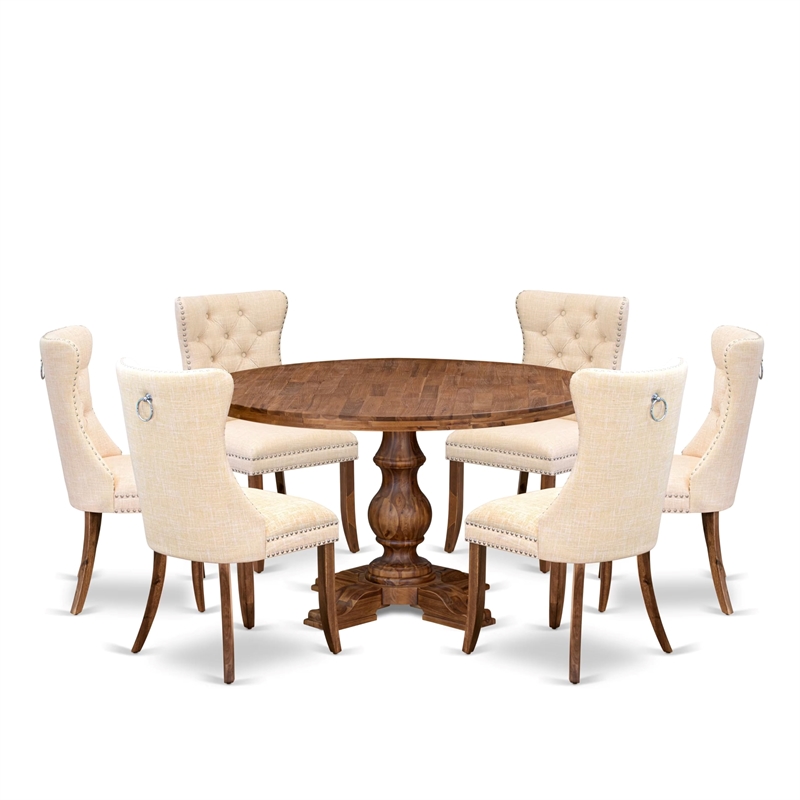 East West Furniture Irving 7-Piece Kitchen Table Set in Walnut Finish