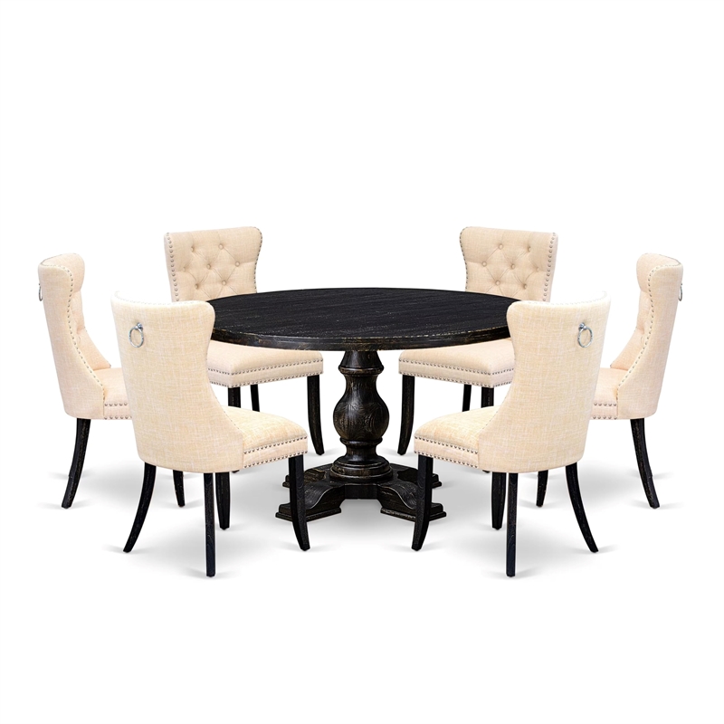 East West Furniture Irving 7-Piece Modern Dining Table Set in Black Finish