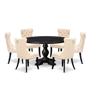 East West Furniture Irving 7-Piece Modern Dining Table Set in Black Finish