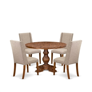 East West Furniture Irving 5-Piece Dinner Table Set in Walnut Finish