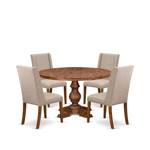 East West Furniture Irving 5-Piece Modern Dining Set in Walnut Finish