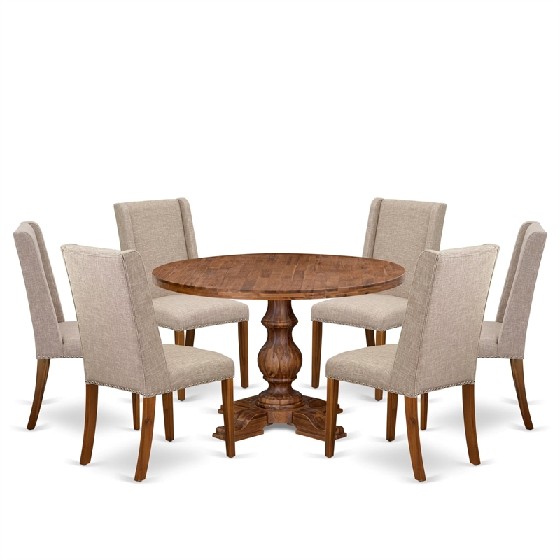 East West Furniture Irving 7-Piece Mid-Century Kitchen Table Set in Walnut