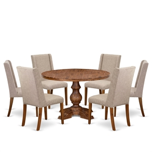 East West Furniture Irving 7-Piece Mid-Century Kitchen Table Set in Walnut