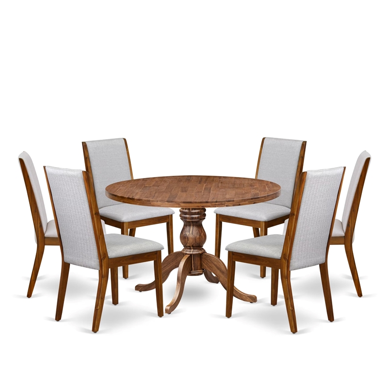 East West Furniture Irving 7-Piece Mid-Century Kitchen Set in Walnut Finish