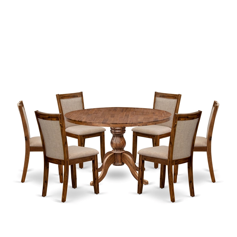 East West Furniture Irving 7-Piece Dining Table Set in Walnut Finish