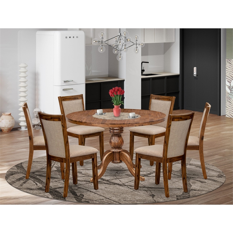East West Furniture Irving 7-Piece Dining Table Set in Walnut Finish