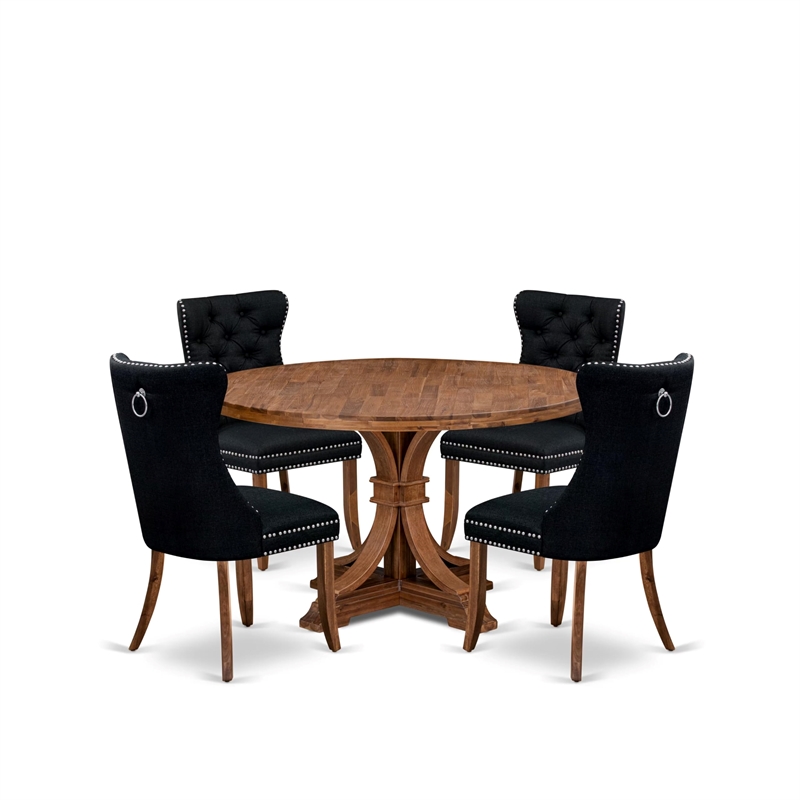 East West Furniture Irving 5-Piece Mid Centuruy Kitchen Set in Walnut Finish