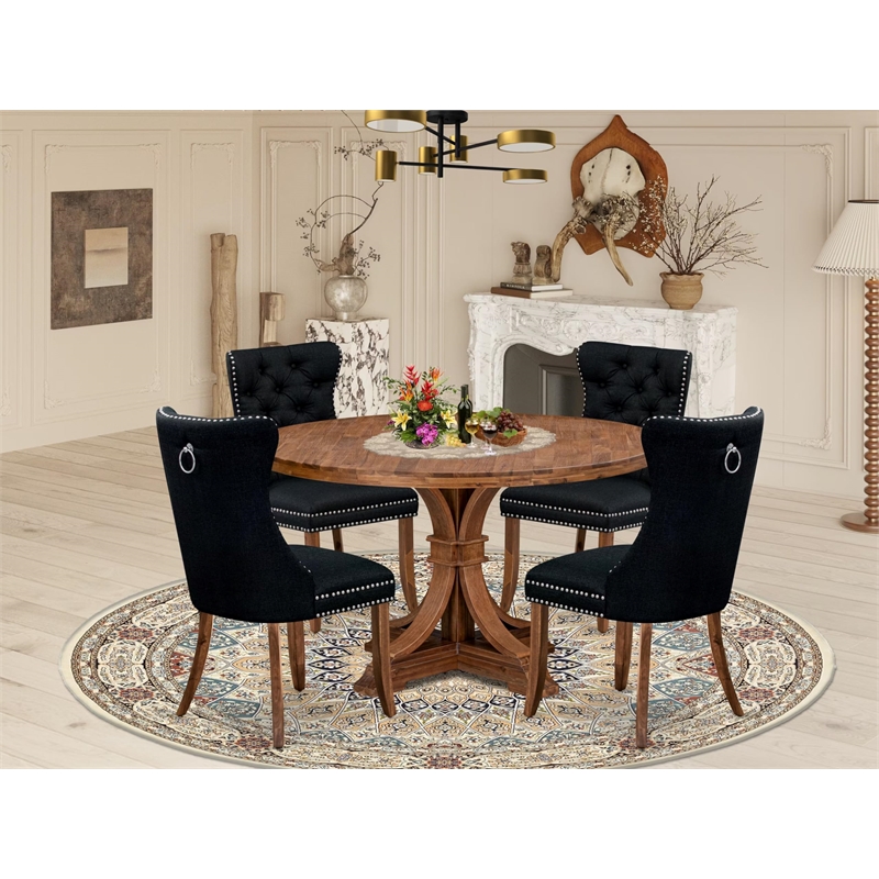 East West Furniture Irving 5-Piece Mid Centuruy Kitchen Set in Walnut Finish