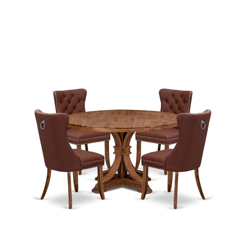 East West Furniture Irving 5-Piece Modern Dining Set in Walnut Finish