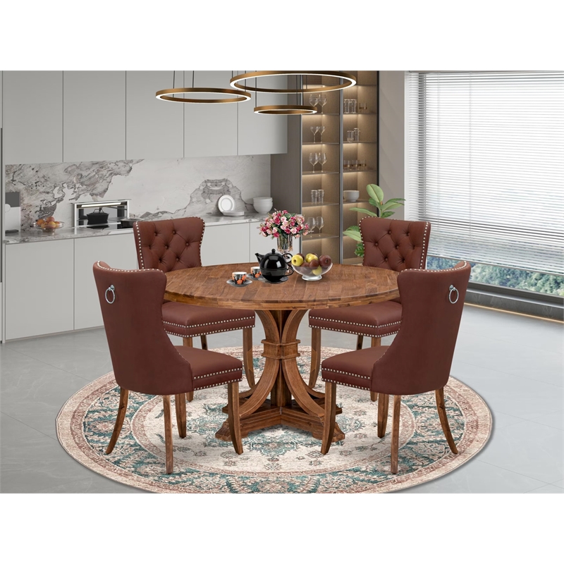 East West Furniture Irving 5-Piece Modern Dining Set in Walnut Finish
