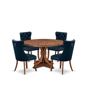 East West Furniture Irving 5-Piece Dining Table Set in Walnut Finish