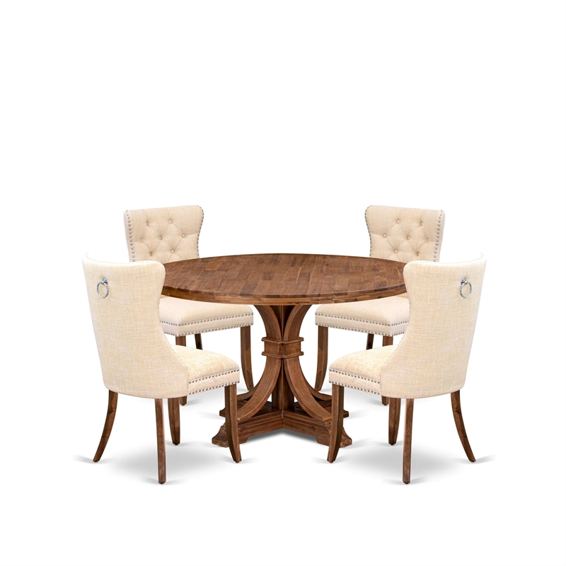 East West Furniture Irving 5-Piece Modern Dining Set in Walnut Finish