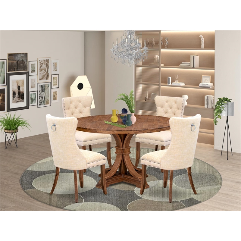 East West Furniture Irving 5-Piece Modern Dining Set in Walnut Finish