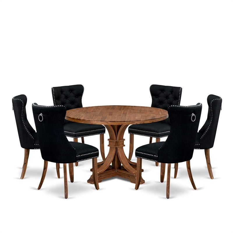 East West Furniture Irving 7-Piece Mid-Century Kitchen Table Set in Walnut