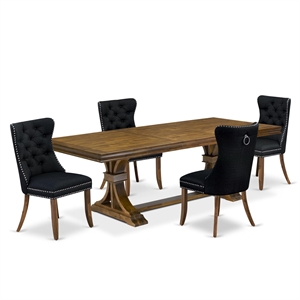 East West Furniture Laneville 5-Piece Kitchen Dining Set in Walnut Finish