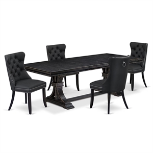 East West Furniture Laneville 5-Piece Kitchen Dining Set in Black Finish