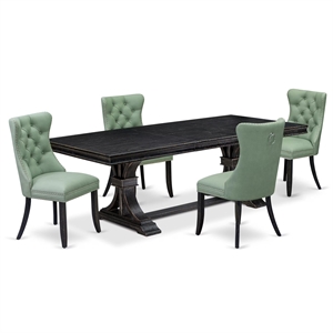 East West Furniture Laneville 5-Piece Kitchen Dining Set in Black Finish