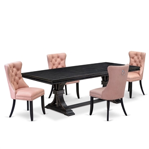 East West Furniture Laneville 5-Piece Kitchen Dining Set in Black Finish