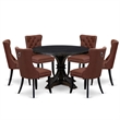 East West Furniture Irving 7 Piece Round Kitchen Table Set in Black Finish