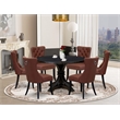 East West Furniture Irving 7 Piece Round Kitchen Table Set in Black Finish