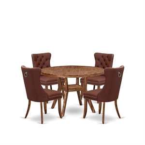 East West Furniture Irving 5-Piece Dining Table Set in Walnut Finish