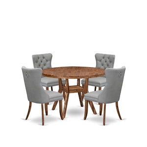 East West Furniture Irving 5-Piece Dining Table Set in Walnut Finish