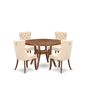 East West Furniture Irving 5-Piece Kitchen Dining Set in Walnut Finish