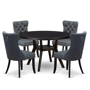 East West Furniture Irving 5-Piece Kitchen Dining Set in Black Finish