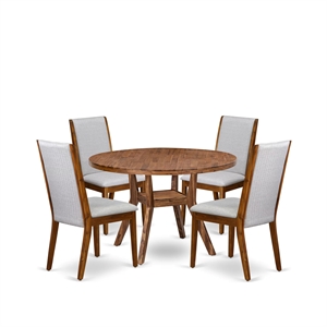 East West Furniture Irving 5-Piece Mid-Century Kitchen Set in Walnut Finish