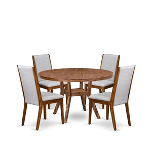 East West Furniture Irving 5-Piece Dining Room Set in Walnut Finish