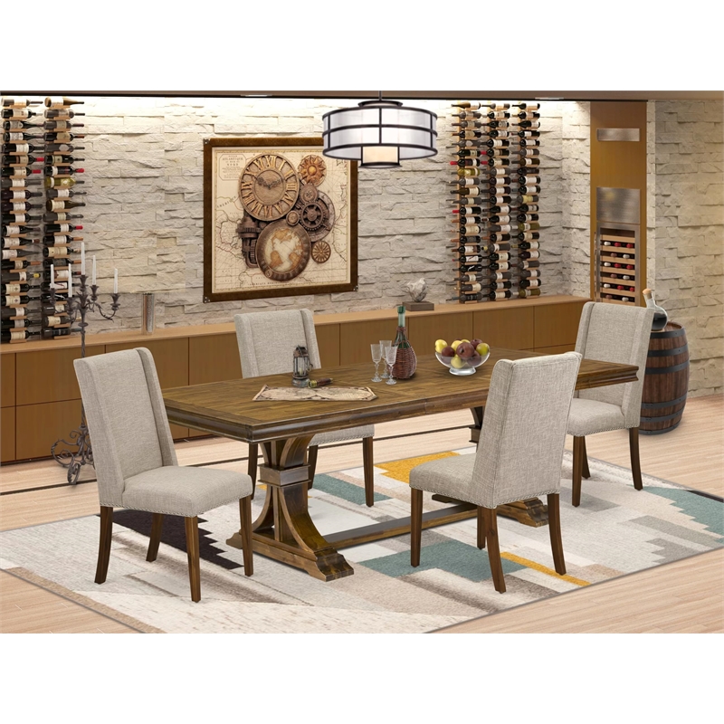 East West Furniture Laneville 5-Piece Dining Table Set in Walnut Finish