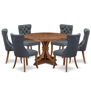 East West Furniture Irving 7-Piece Modern Dining Table Set in Walnut Finish