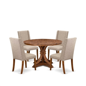 East West Furniture Irving 5-Piece Dining Table Set in Walnut Finish