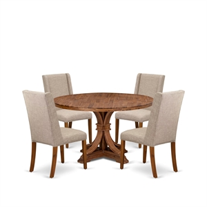 East West Furniture Irving 5-Piece Mid-Century Dining Table Set in Walnut Finish