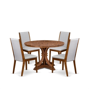 East West Furniture Irving 5-Piece Dining Room Set in Walnut Finish