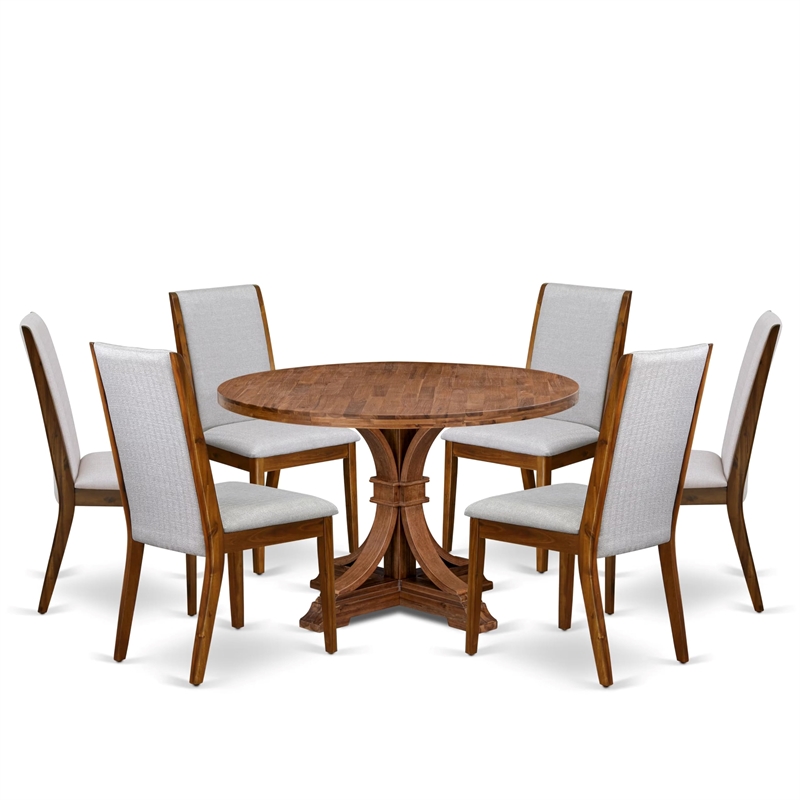 East West Furniture Irving 7-Piece Kitchen Table Set in Walnut Finish