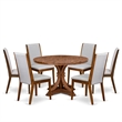 East West Furniture Irving 7-Piece Kitchen Table Set in Walnut Finish