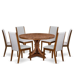 East West Furniture Irving 7-Piece Modern Dining Table Set in Walnut Finish