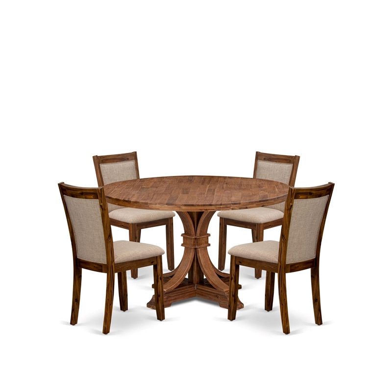 East West Furniture Irving 5-Piece Mid-Century Kitchen Table Set in Walnut