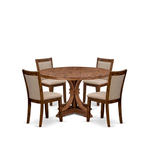East West Furniture Irving 5-Piece Mid-Century Kitchen Table Set in Walnut