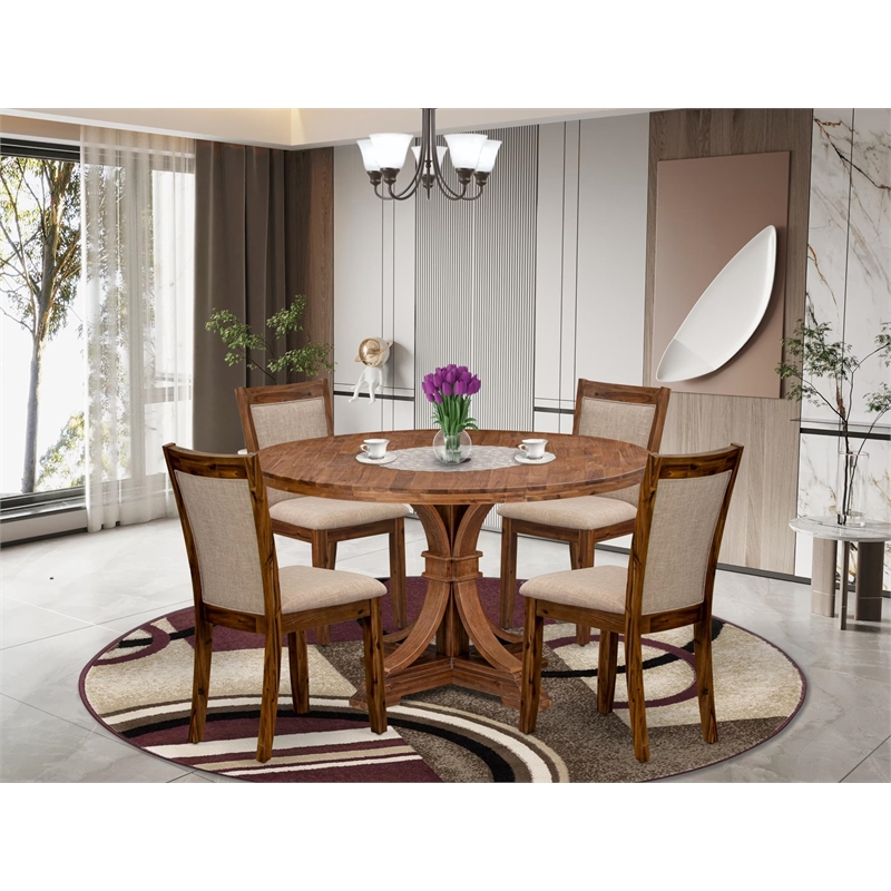 East West Furniture Irving 5-Piece Mid-Century Kitchen Table Set in Walnut