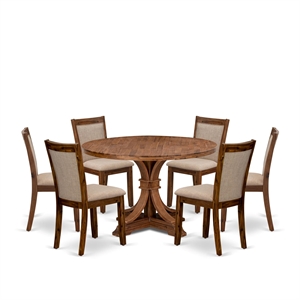 East West Furniture Irving 7-Piece Modern Dining Table Set in Walnut Finish