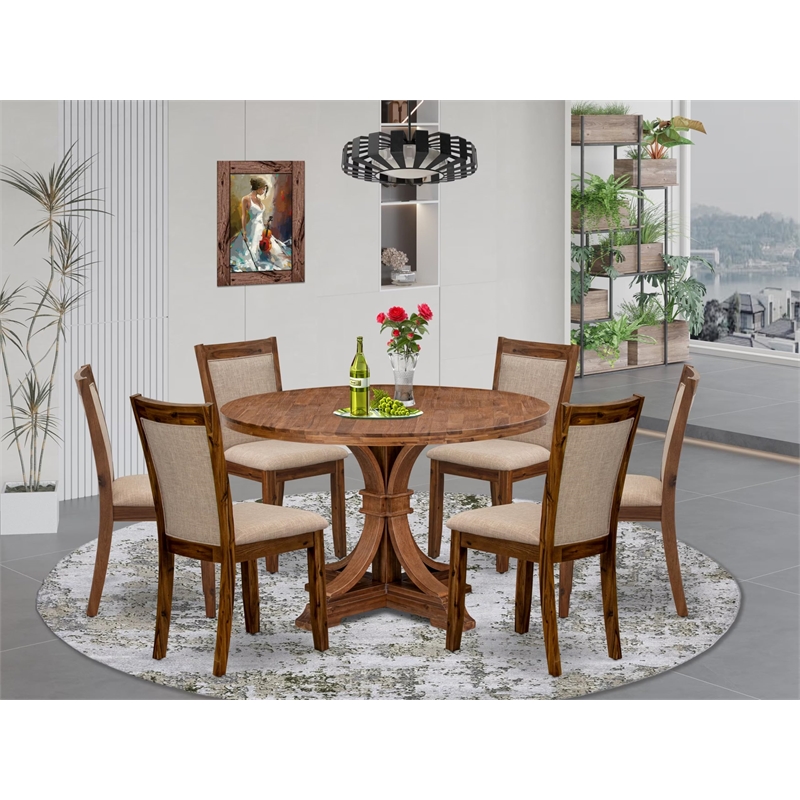 East West Furniture Irving 7-Piece Modern Dining Table Set in Walnut Finish